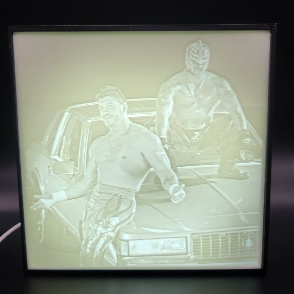 WWF WWE Eddie Guerrero Rey Mysterio Wrestling Lithopane Box 6.5x6.5x2 inches